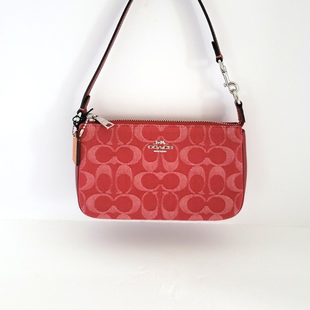 Coach CCZ48 Nolita 19 Denim Signature Small Handbag Clutch True Red